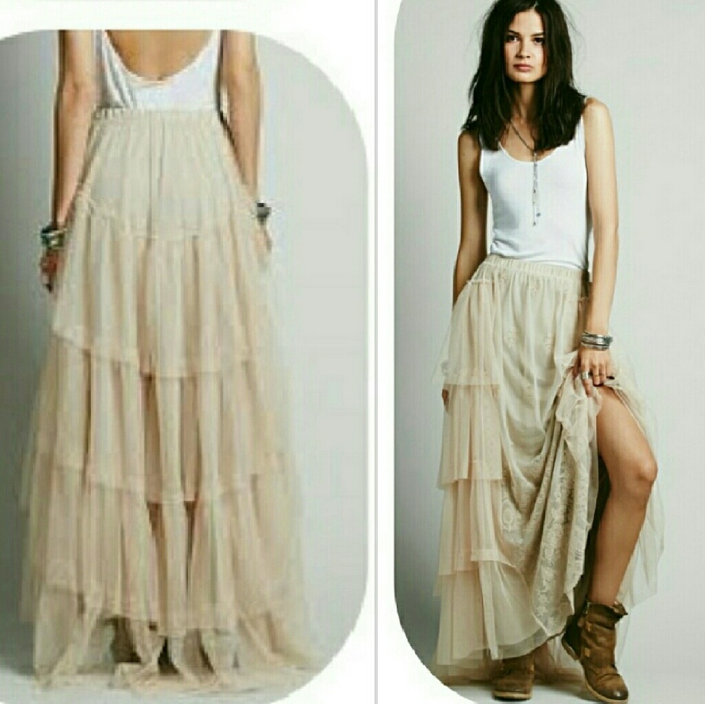 FINAL PRICE! Free people tiered lace skirt